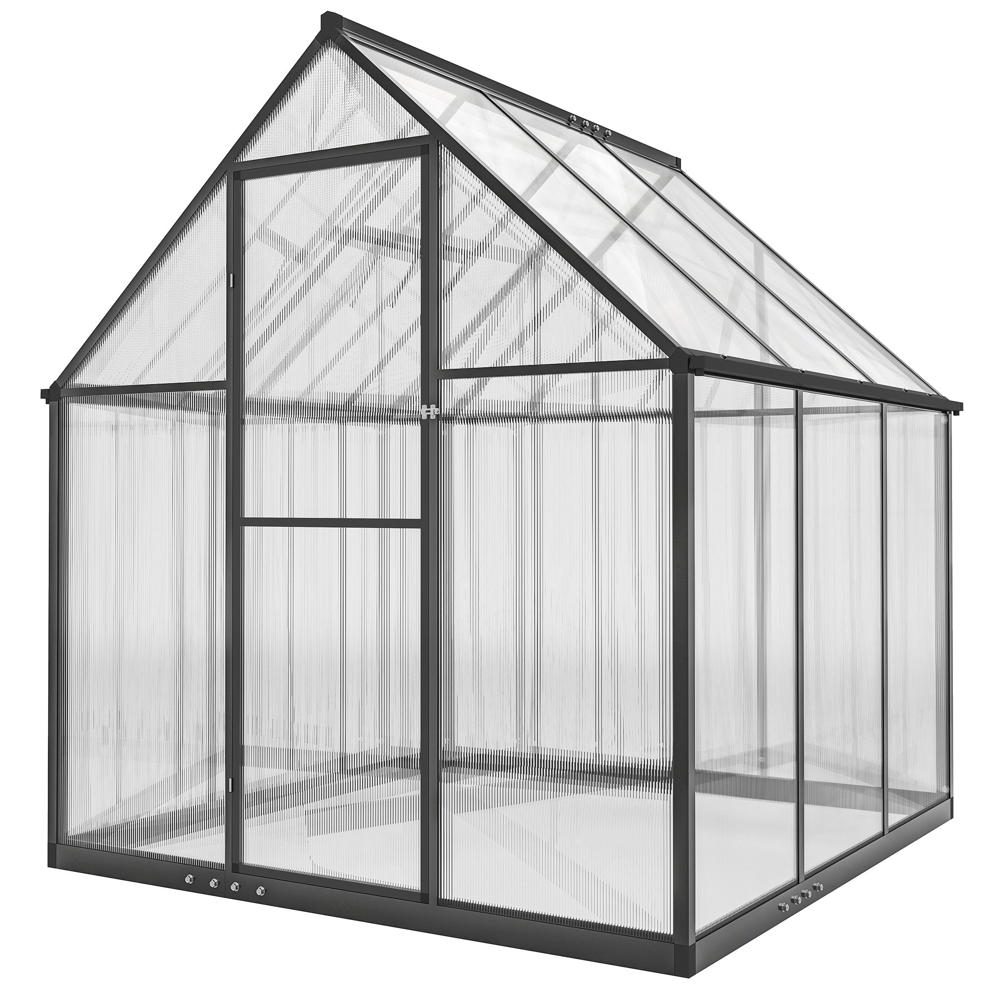 Serre de jardin alu polycarbonate - porte, lucarne - 1,78 x 1,68 x 1,95 m - noir