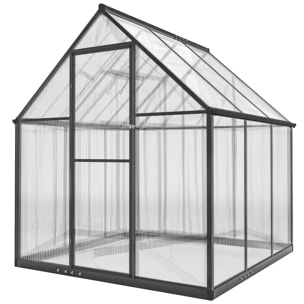 Serre de jardin alu polycarbonate - porte, lucarne - 1,78 x 1,68 x 1,95 m - noir