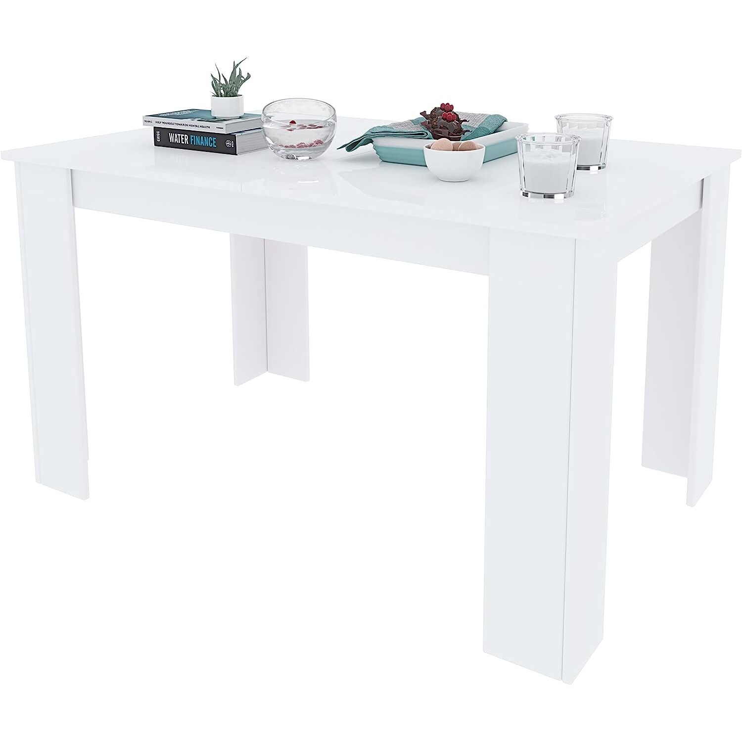 Tavolo da Pranzo Allungabile Estensibile Fino a 190 cm Tavolino Per 6 Persone Salotto Soggiorno Salone Design Moderno 190 x 78 x 90 cm Bianco
