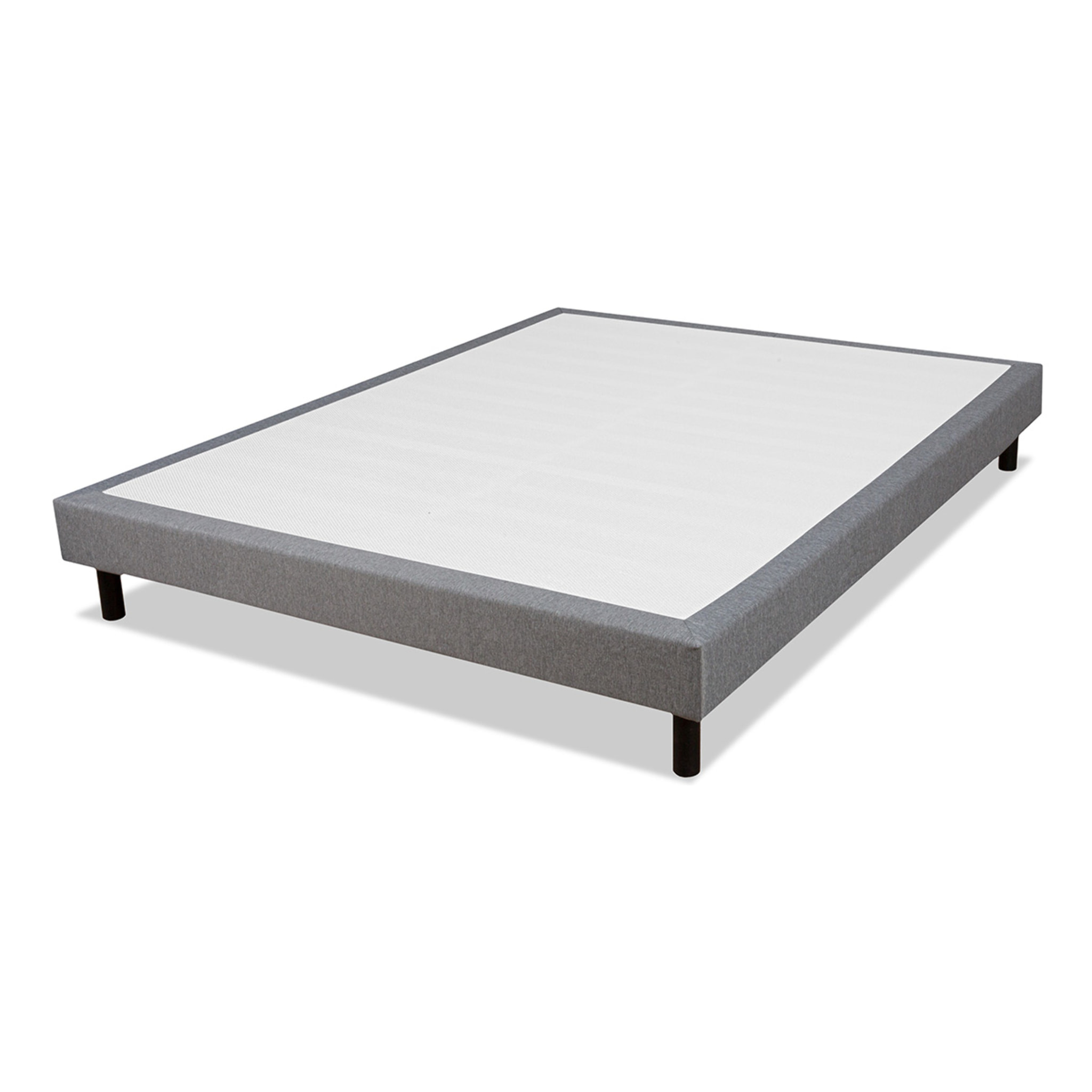 Sommier Tapissier Clémence en Kit, Tissu Gris, Lattes Bois, Soutien Ferme, Montage Rapide