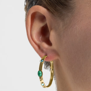 Pendientes con Malaquita acabado oro 18k