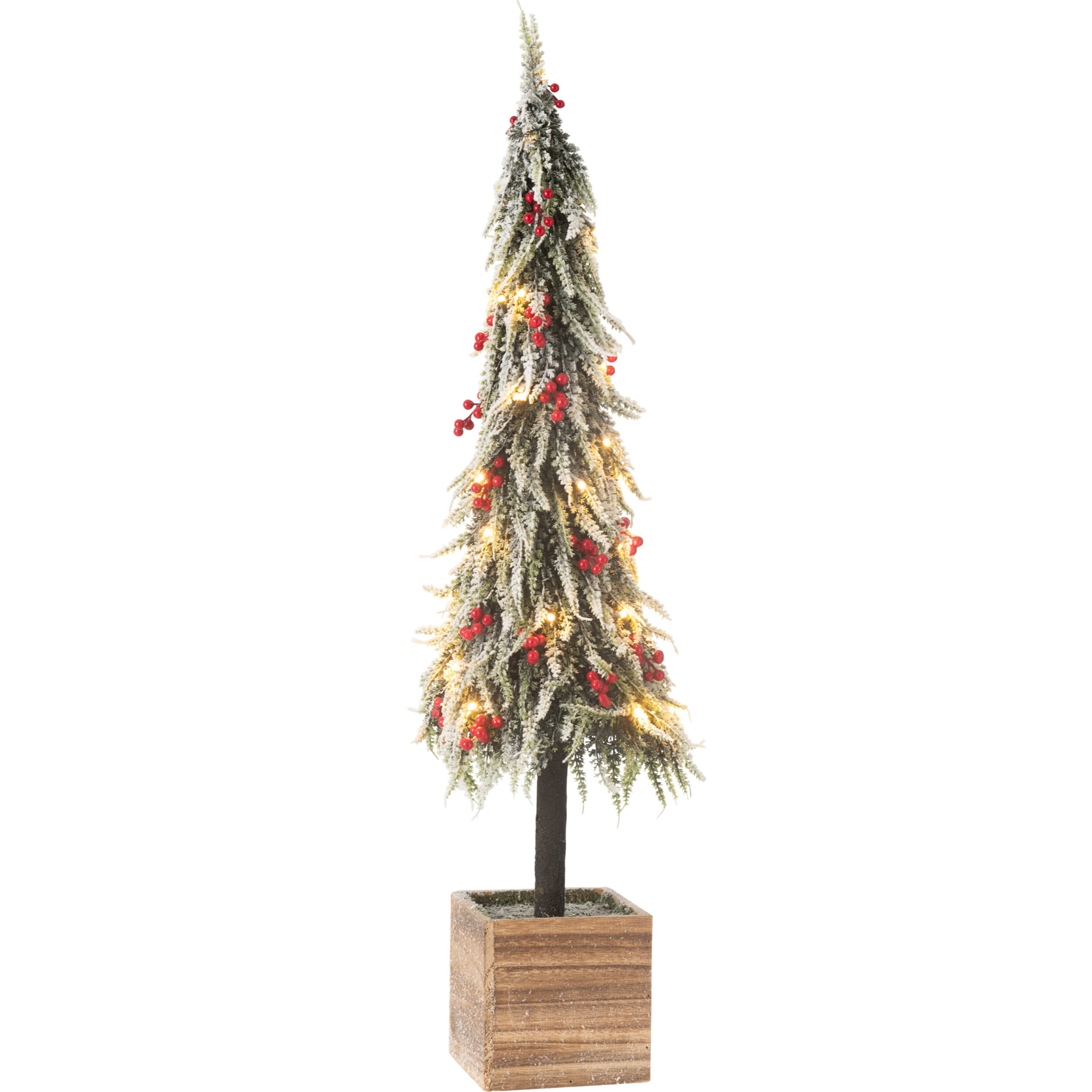 J-Line décoration sapin De Noël Neige - artificiel - vert/rouge - extra large - LED