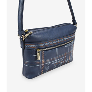 Bolso bandolera azul doble cremallera