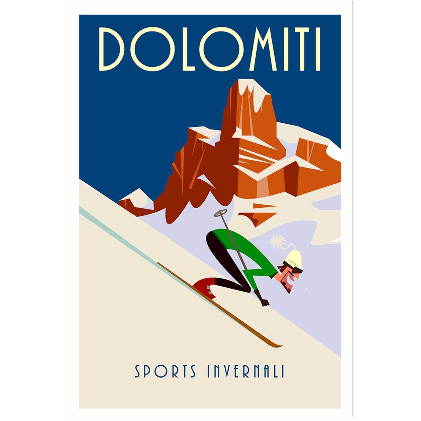 Poster ski et dolomites Affiche seule