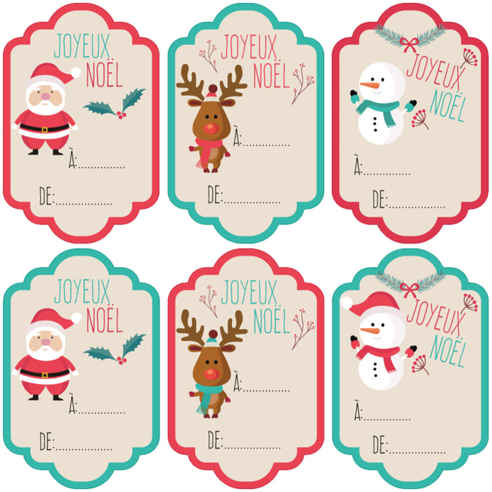 Sticker Noël 6 étiquettes pour cadeaux - Autocollants stickers adhésifs noël - décoration fêtes