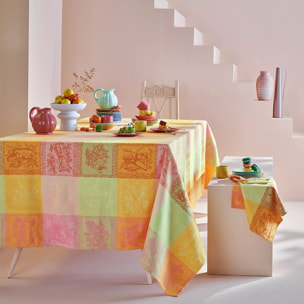 Nappe pur coton motif jacquard multicolore Mille abecedaire chatoyant