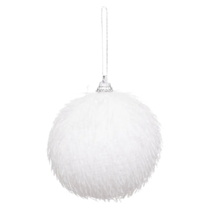 Boule de Noël Fibre paillette blanc en polyfoam