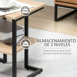 Mesa Auxiliar de 2 Estantes Mesita de Salón para Dormitorio Estudio 45x35x48 cm