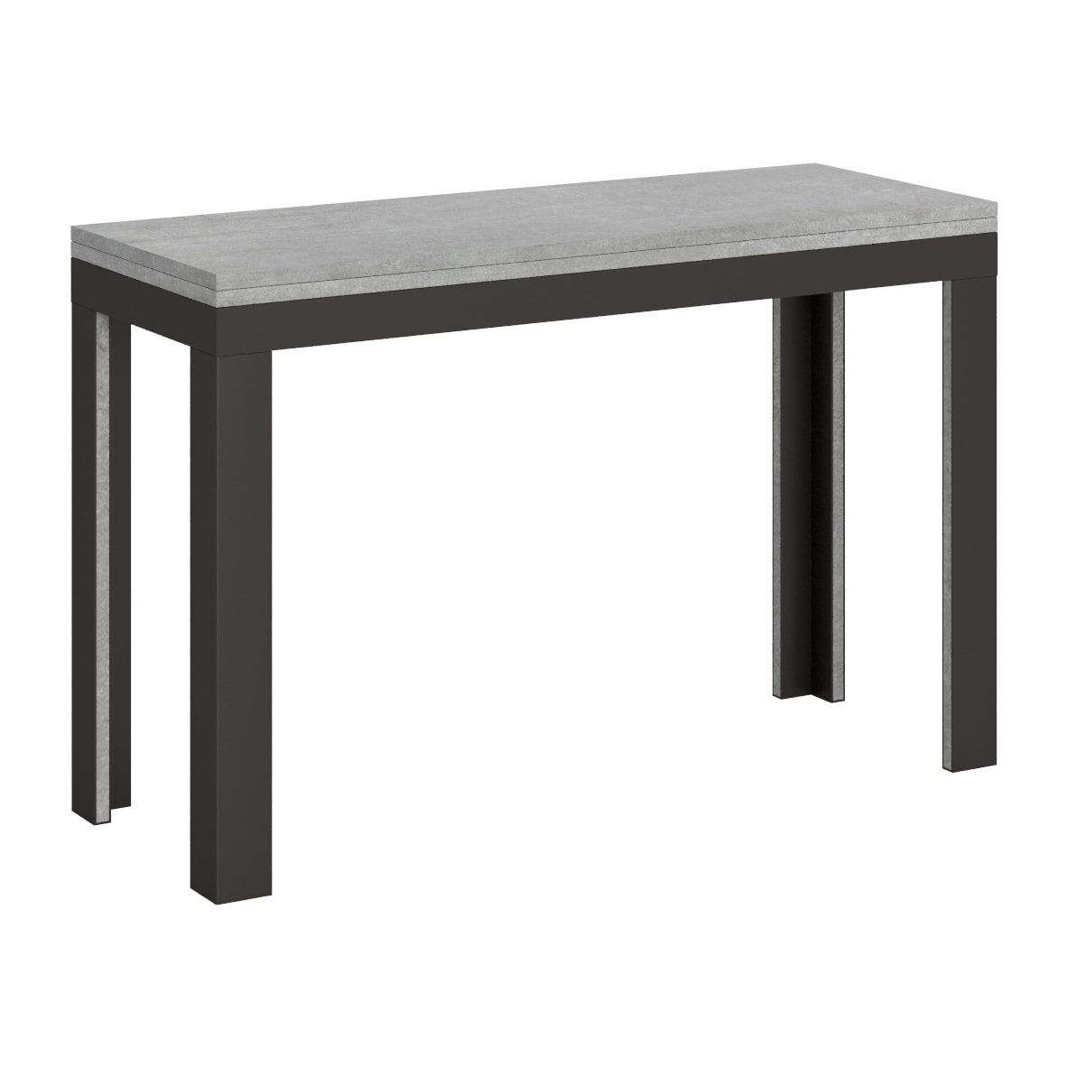 Table Linea Double Ciment 120x45 ouverte 120x90 pieds/cadre Anthracite