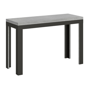 Table Linea Double Ciment 120x45 ouverte 120x90 pieds/cadre Anthracite