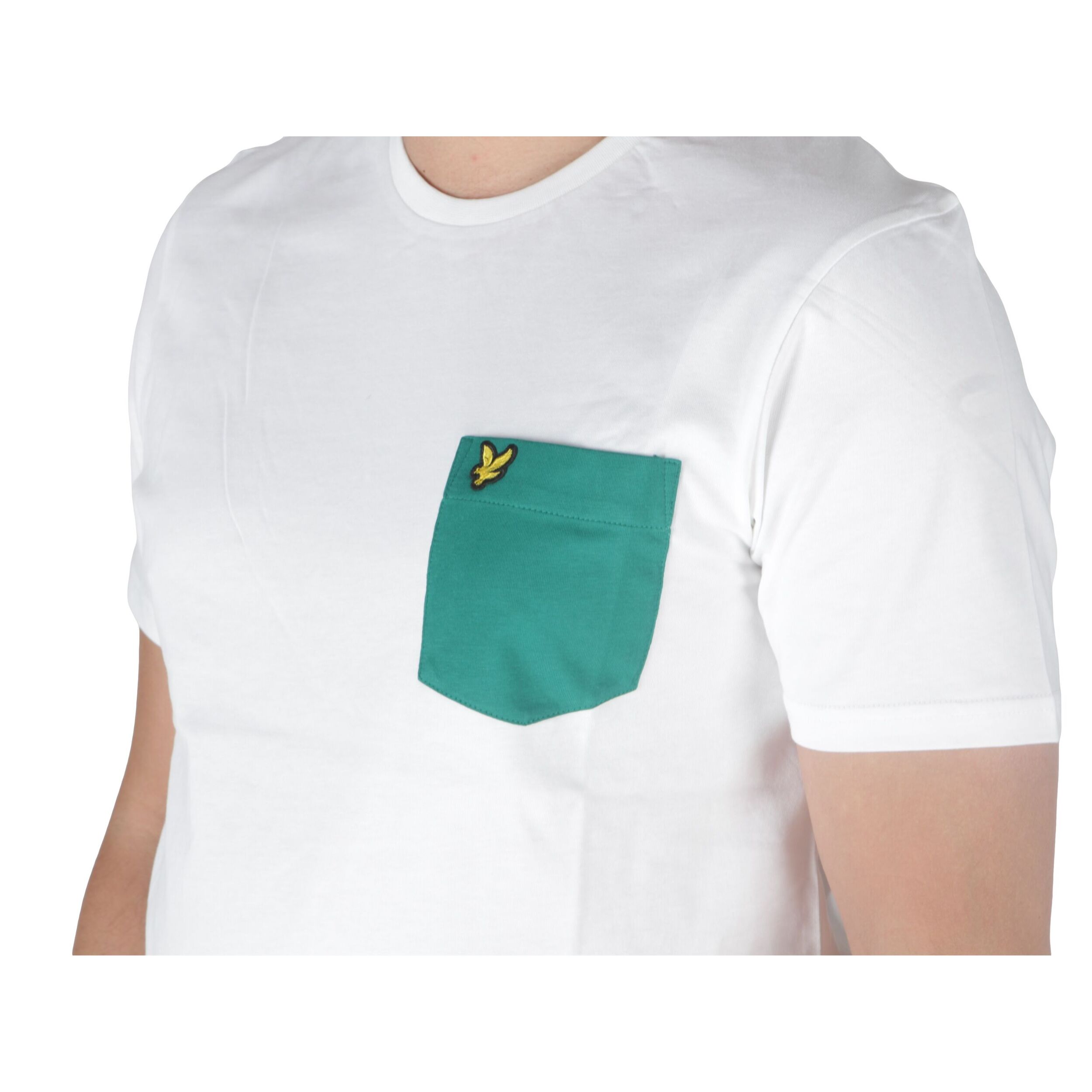 T-Shirt Lyle & Scott Contrast Pocket T-shirt White Court Green Bianco