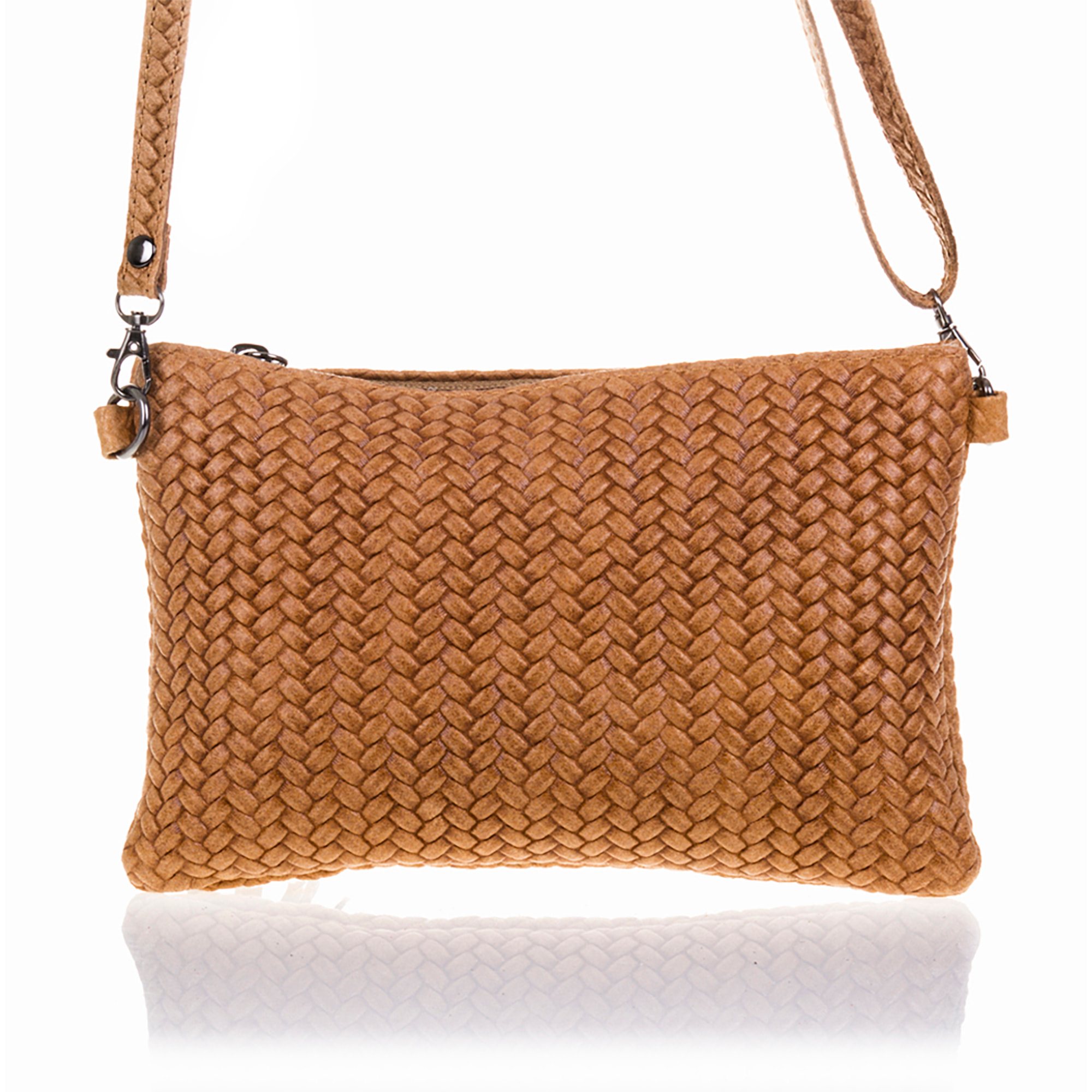 Oleggio Borsa a tracolla Donna.Pelle autentica Camoscio Incisione a V