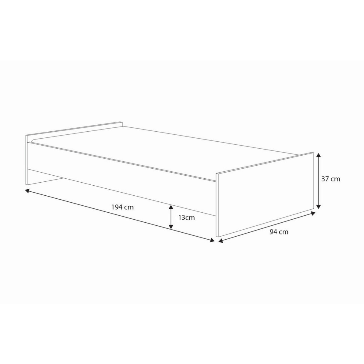Letto singolo KARO 190x90 grigio per ragazzi