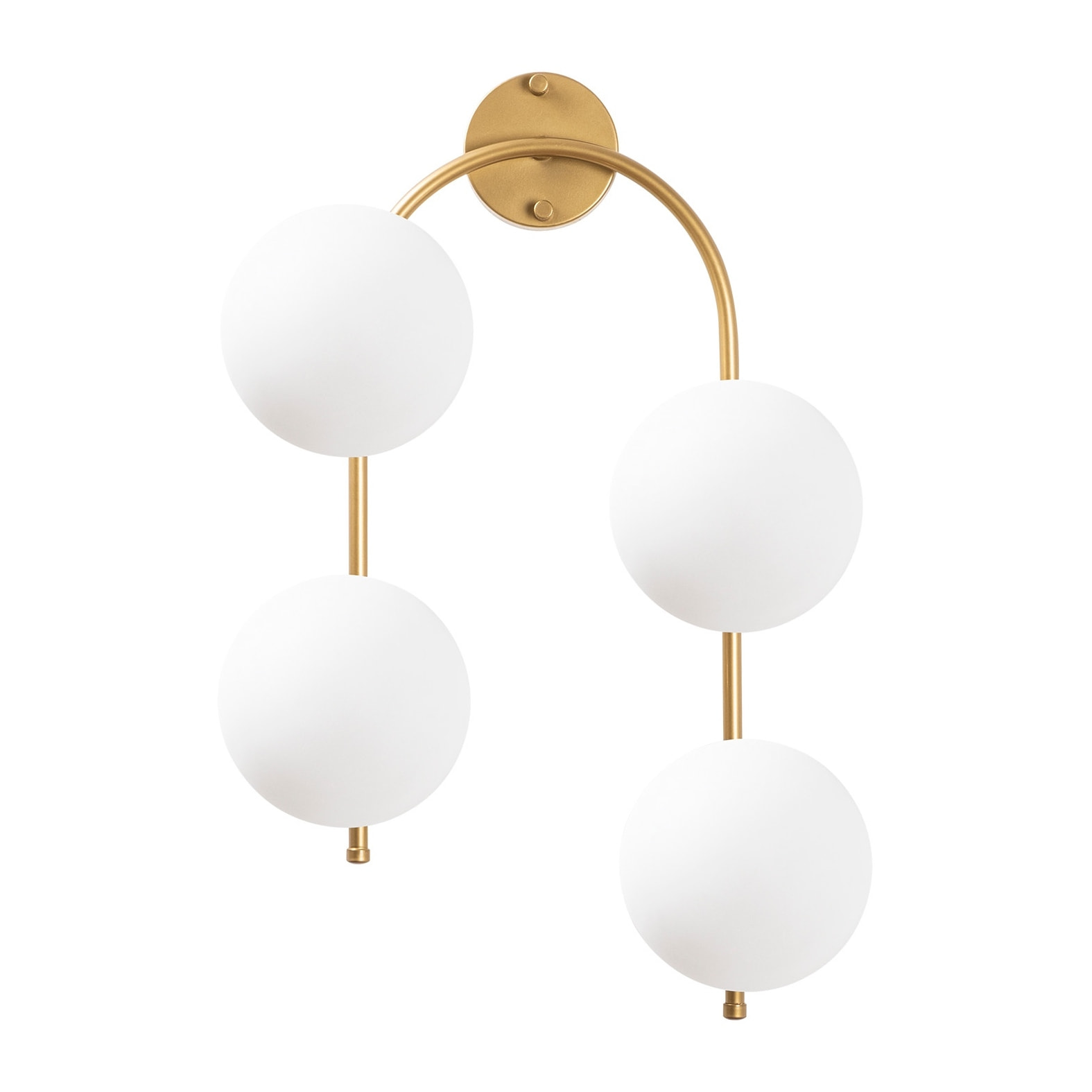 Aplique de pared curvo, 4 blancas, metal , oro brillante, 40x26x62, casquillo 4 x E14 Max 15 W