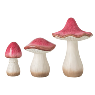 J-Line Champignon décoratif - magnésium - rouge foncé - set de 3