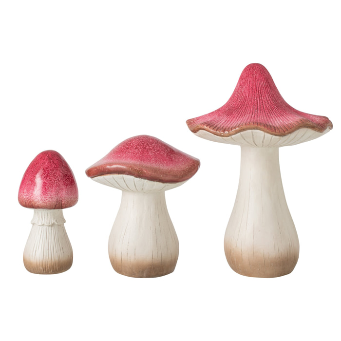 J-Line Champignon décoratif - magnésium - rouge foncé - set de 3
