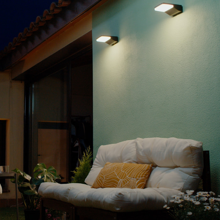 FORLIGHT Serenate Aplique Exterior LED 8.5W Blanco Cálido 3000K con Protección IP44 para Jardín y Terraza. Color Negro