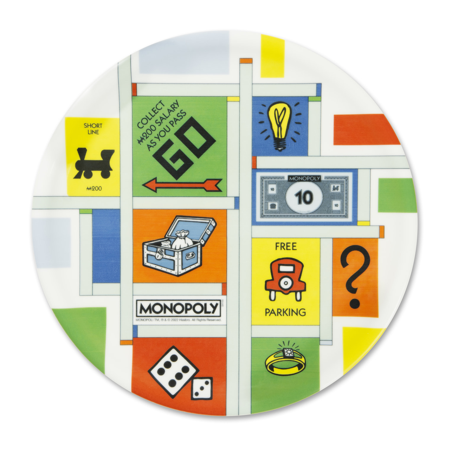 Assiette à Pizza Excelsa – Monopoly, Porcelaine Multicolore