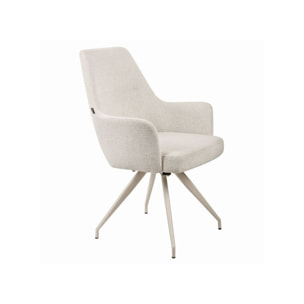 Chaise rotative 180° en tissu doux écru avec pieds en métal - LEVANTE