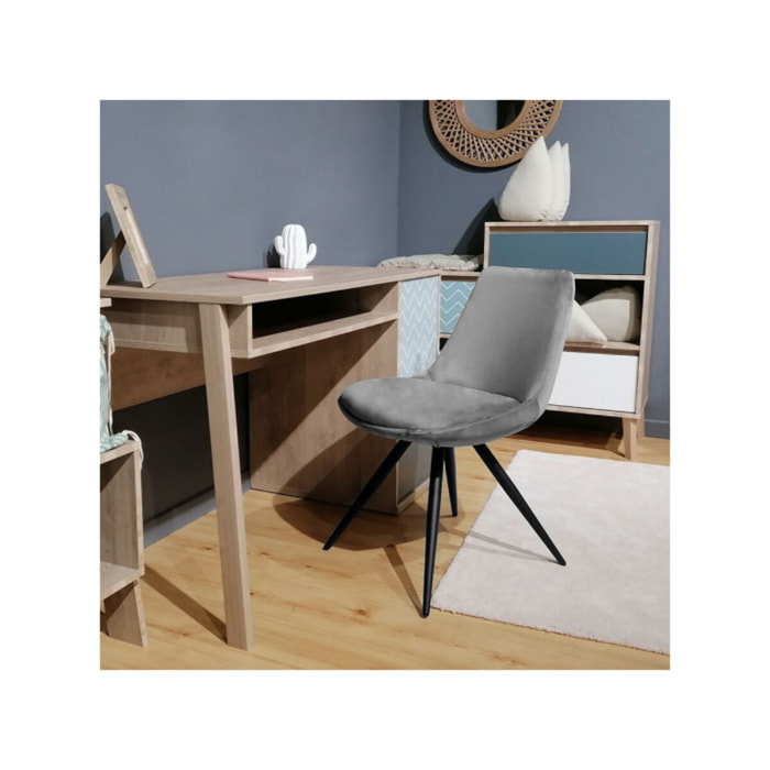 Chaise en velours avec piètement croix en métal noir - COCO