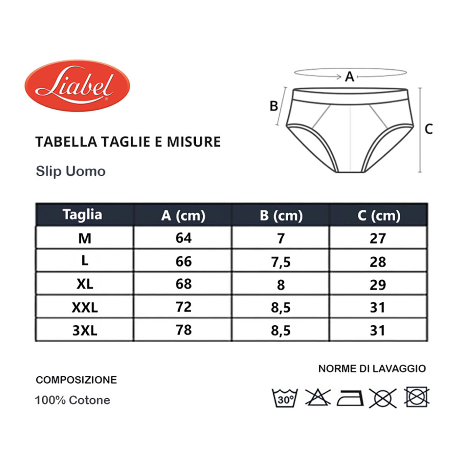 6 Slip Uomo 100% Cotone Mercerizzato Liabel, Art. 940 Assortito