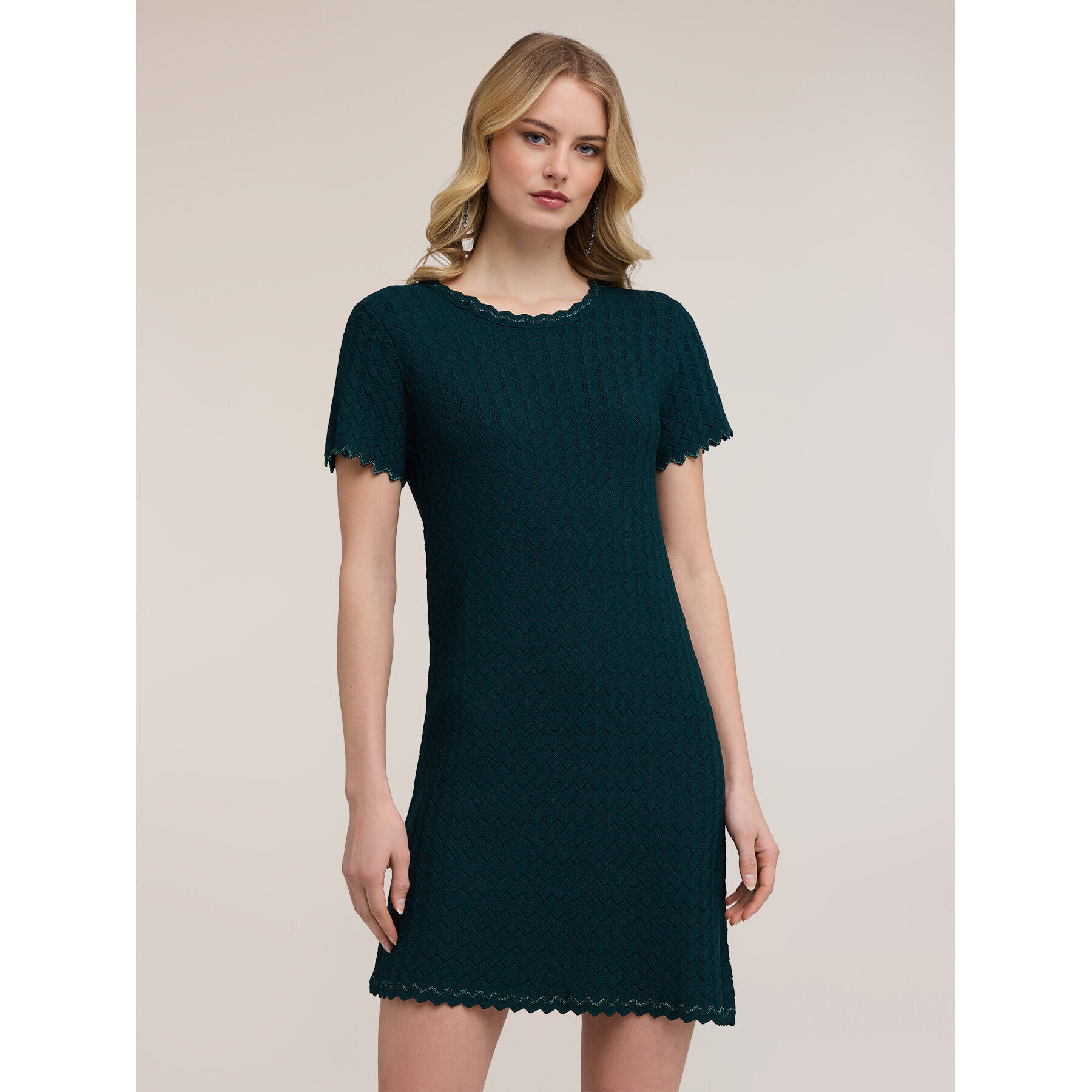 Motivi - Vestido de punto con trabajo de encaje - Verde