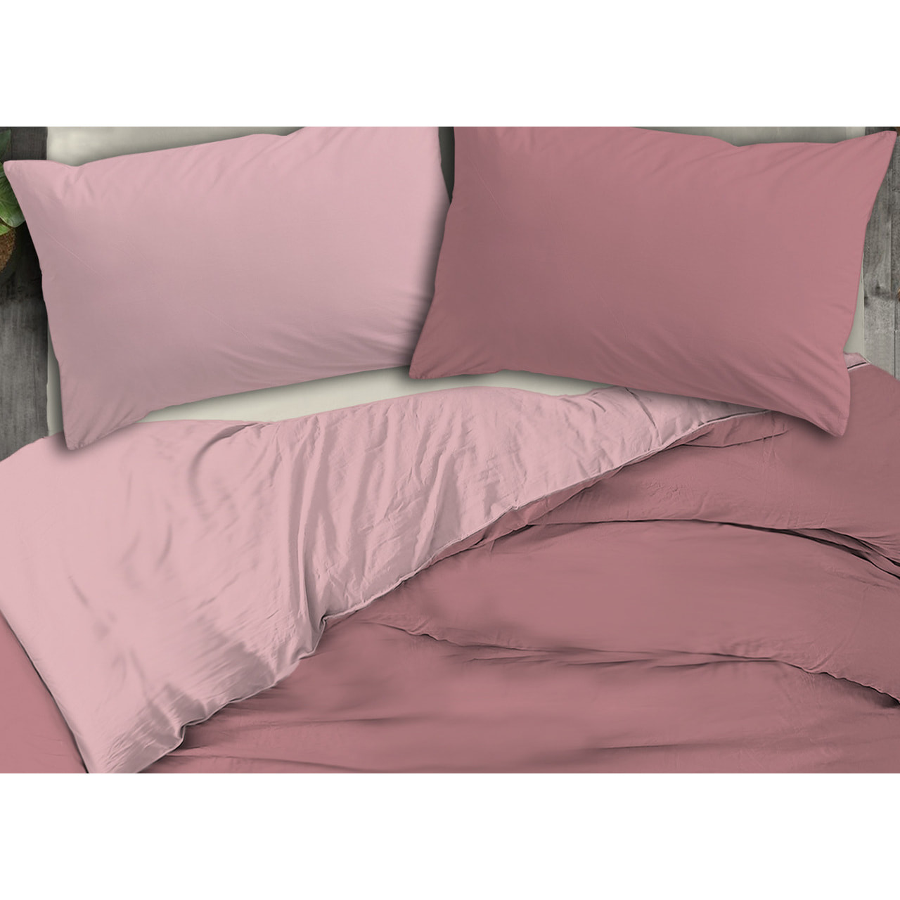 Copripiumino No Stiro Tinta Unita Bicolor Francesca Zephir Orchidea