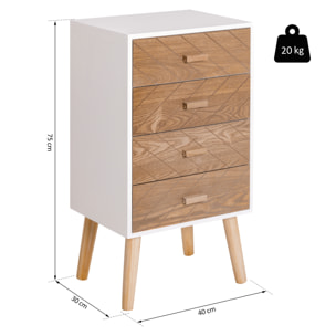 Chiffonnier design scandinave bicolore blanc hêtre