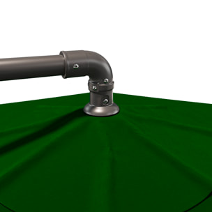 Ombrellone 3x3 M Decentrato Retrattile Braccio Rotabile Chiusura Manovella Giardino Piscina In Acciaio Inossidabile Telo 180 g/m2 Impermeabile Verde
