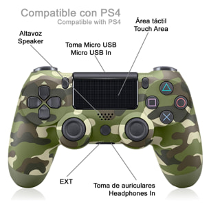 Mando inalámbrico con vibración compatible con PS4. Funciones completas.