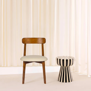 Chaise vintage bois d'hévéa et simili cuir (lot de 2) VICTOIRE