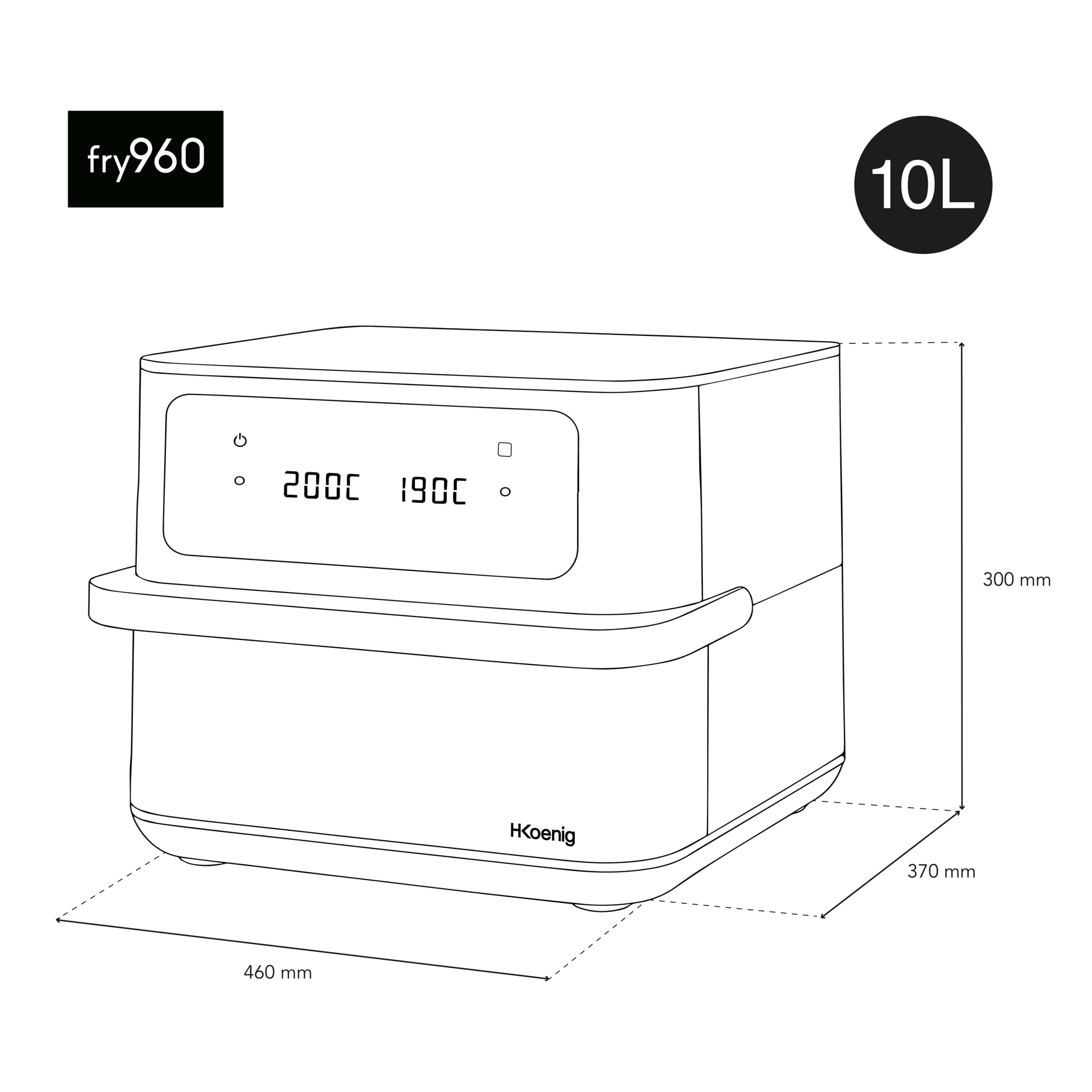Freidora de aire H.Koenig FRY960 – gran capacidad 10L