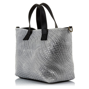 Cassandra Bolso tote Mujer.Piel auténtica Gamuza Grabado Entrelazado