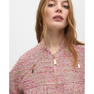 Bomber in Tweed con Tasche con Zip