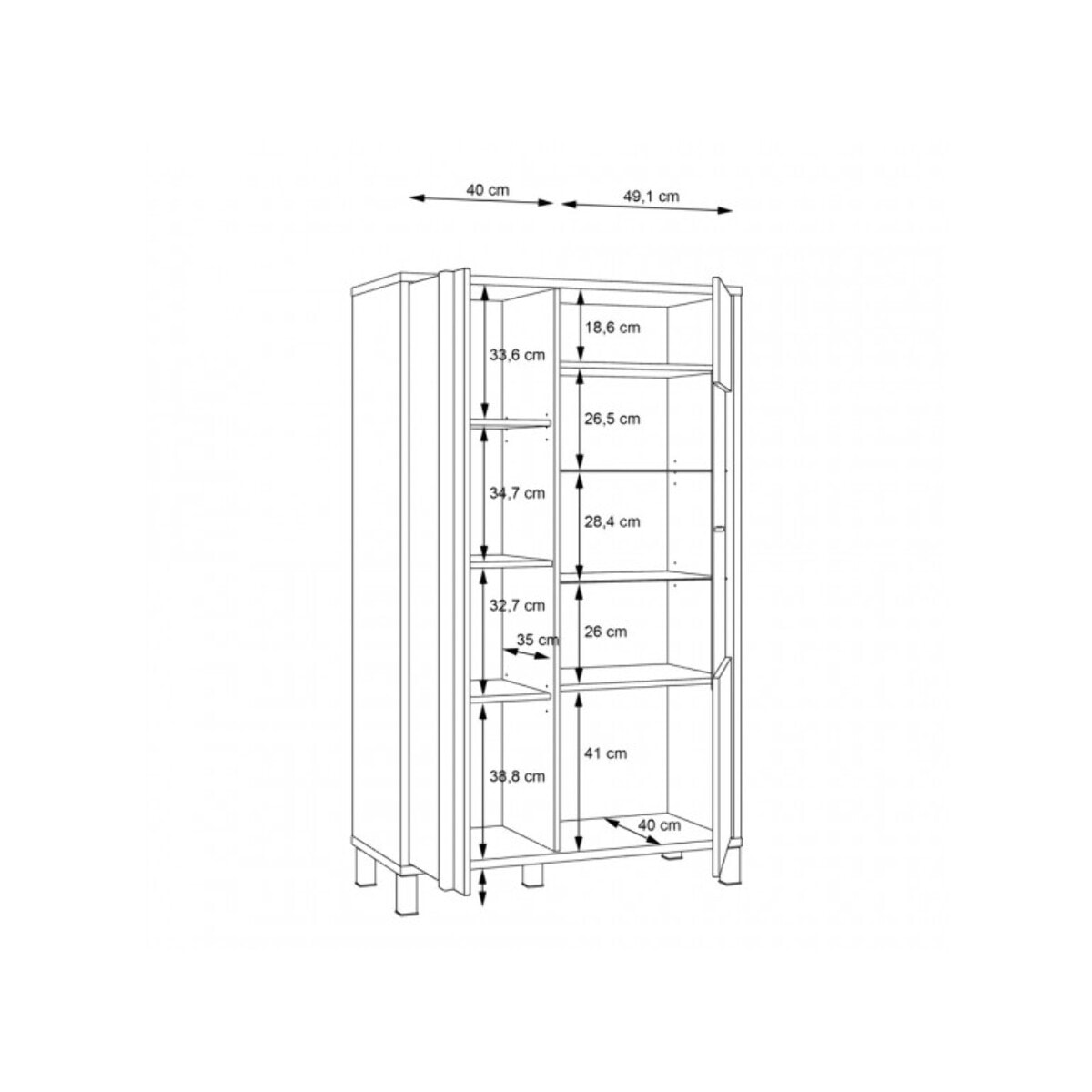 Vitrine H.158 cm en bois effet chêne et noir - YAL