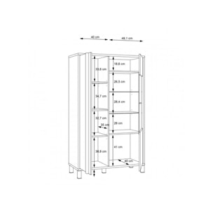 Vitrine H.158 cm en bois effet chêne et noir - YAL