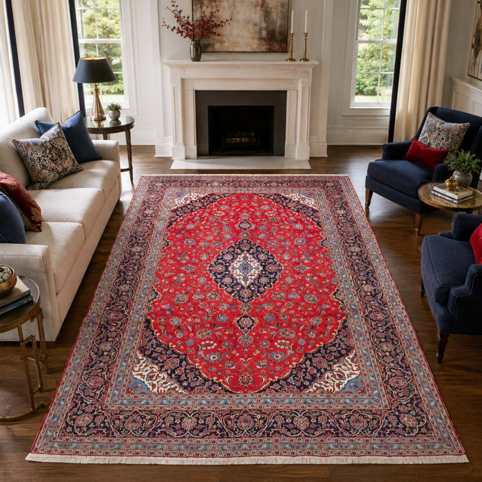 Tapis d'orient au motif oriental, noué main en laine, ARAL