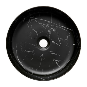 Vasque à poser ronde diamètre 39 cm - effet marbre noir mat - sans trop-plein - SAT Infinitio