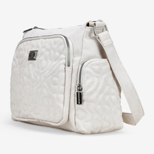 Bolso bandolera beige con bolsillos y cremallera