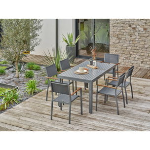 ORSINO - Ensemble repas de jardin 6 places - Gris anthracite
