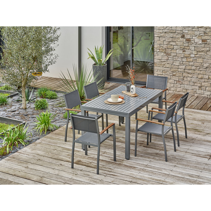 ORSINO - Ensemble repas de jardin 6 places - Gris anthracite