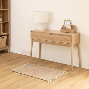 Console 2 tiroirs effet chêne naturel "Abana"