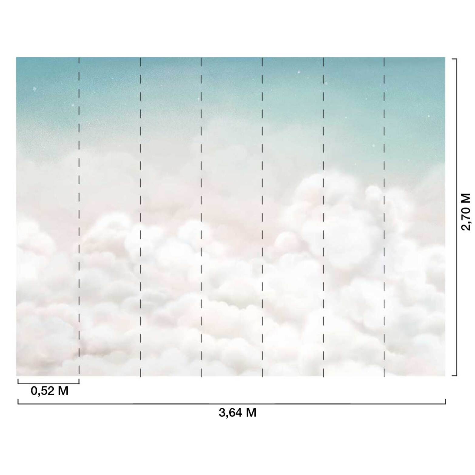 Papier peint nuages doux chambre bébé - Nuages de Ouate Intissé