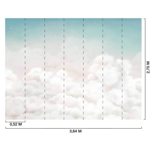 Papier peint nuages doux chambre bébé - Nuages de Ouate Intissé