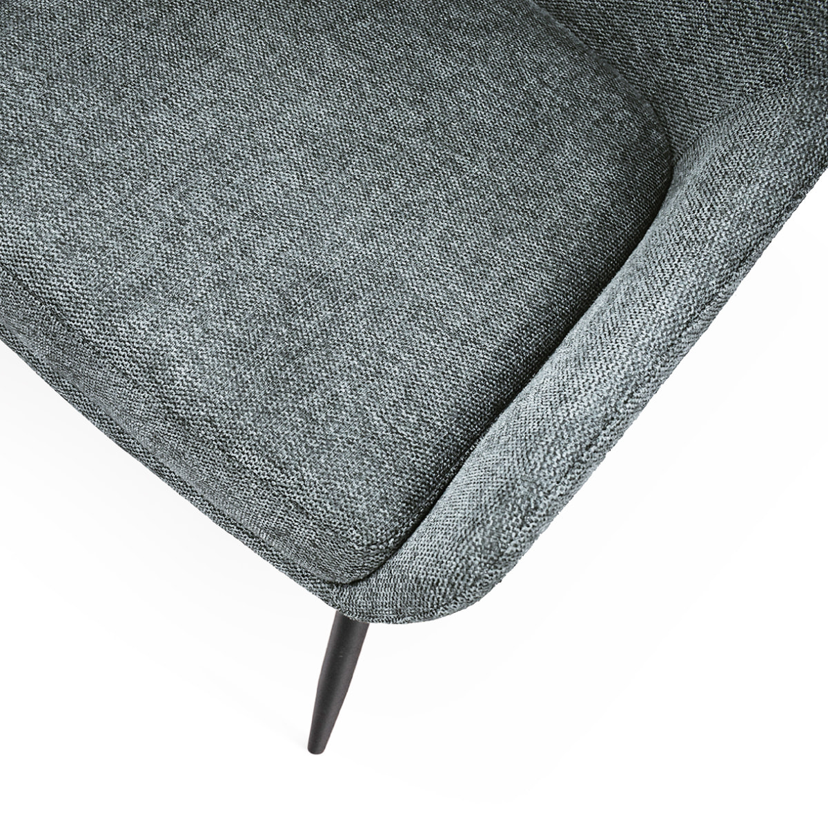 Set di 2 sedie TALLINN in tessuto antracite e gambe in metallo nero opaco, con braccioli