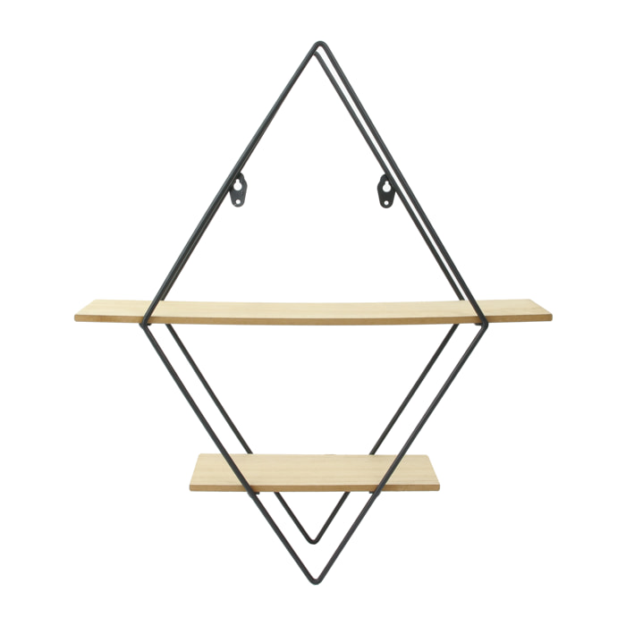 Etagere Bois Metal Losanges 40x10x46cm