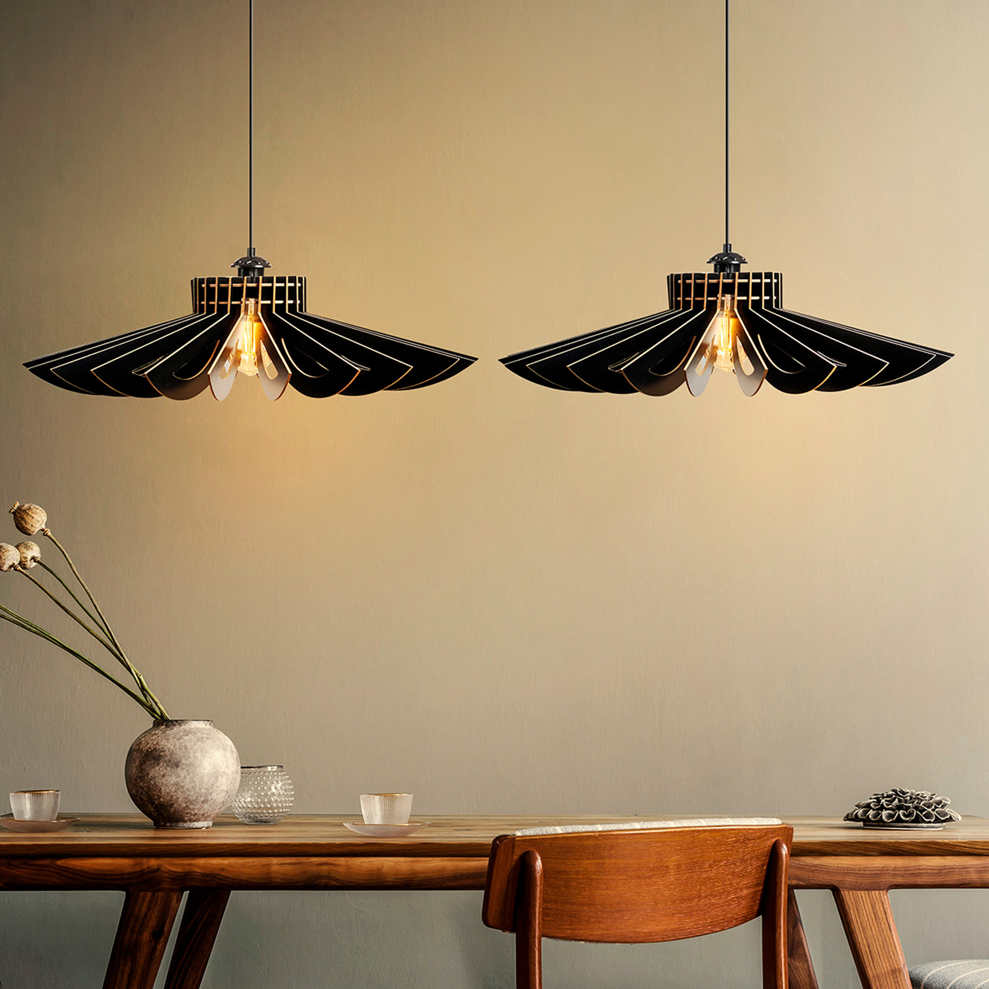 Juego de 2 lámparas de techo 45 cm. negro, tipo e 27 max 45 - 60 w