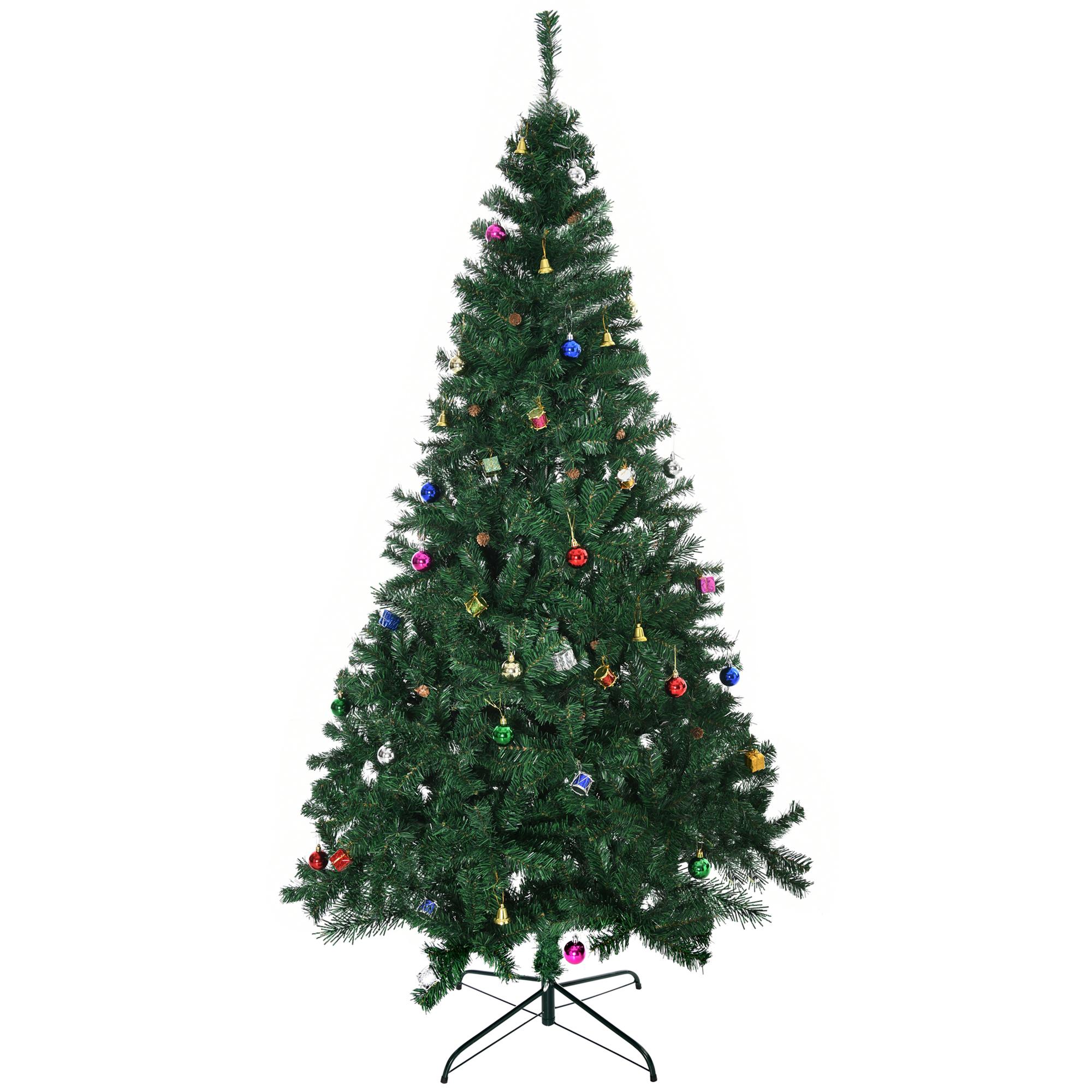 HOMCOM Árbol de Navidad Artificial 210 cm Ignífugo con 1036 Ramas Adornos Decorativos Hojas de PVC Apertura Automática Soporte Metálico Decoración Navideña para Interiores Verde