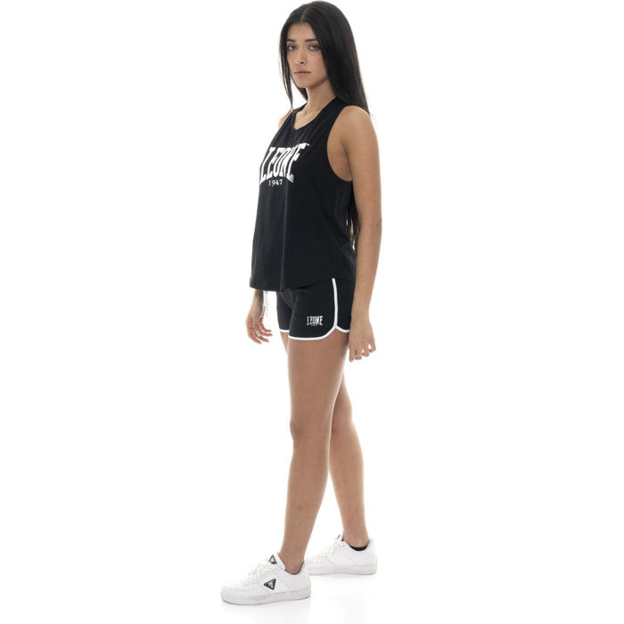 Canotta donna Leone 1947 Apparel in cotone con grande logo metallico frontale.