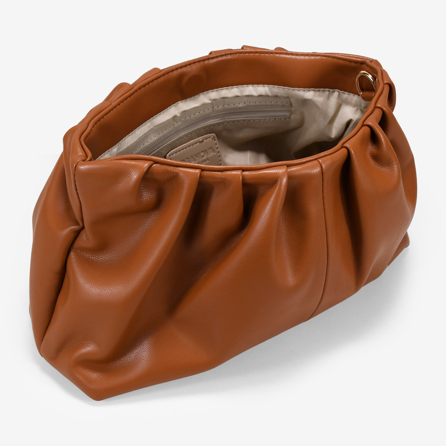 Bolso de mano cuero con asa de cuentas